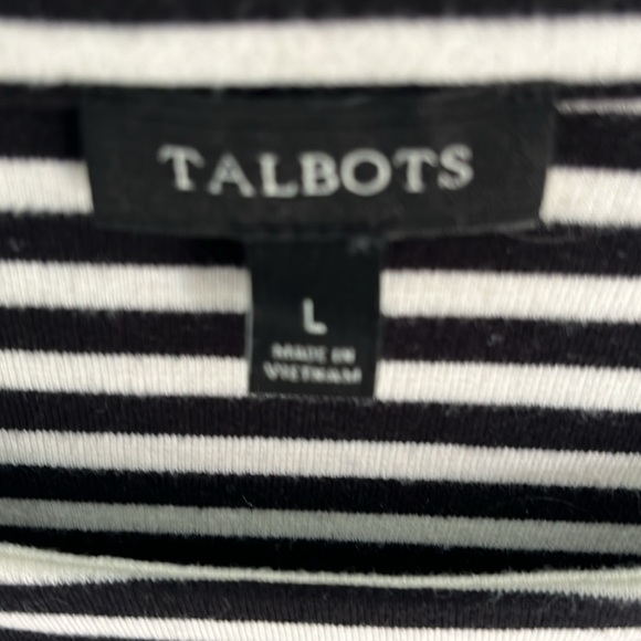 Talbots Women’sBlack And Cream Striped Tunic Size Large NWOT - Picture 4 of 9